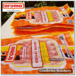 Aroma Bali frozen pork BACON STREAKY steak cuts 1cm 3/8" (price/pack 4pcs 550g)